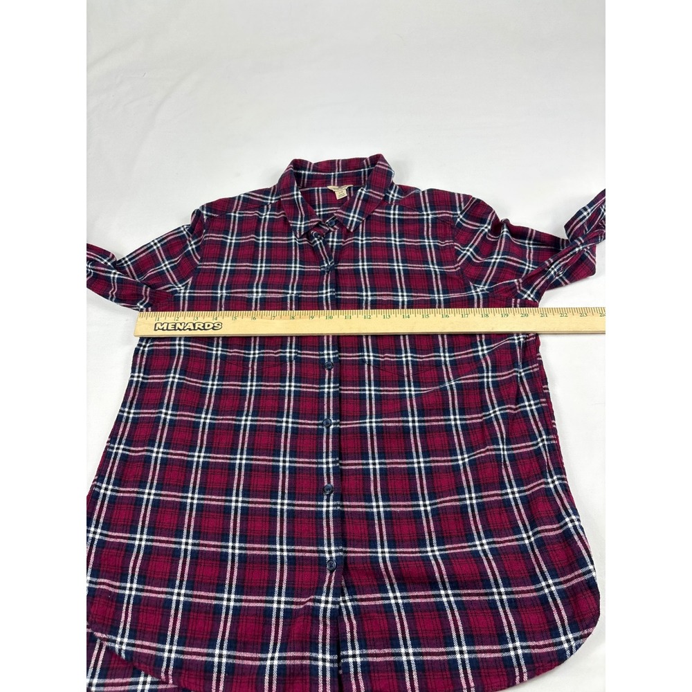 Woolrich Womens Plaid Button Down Shirt Burgundy Navy Blue Cotton L HLT0669S - Picture 6 of 7